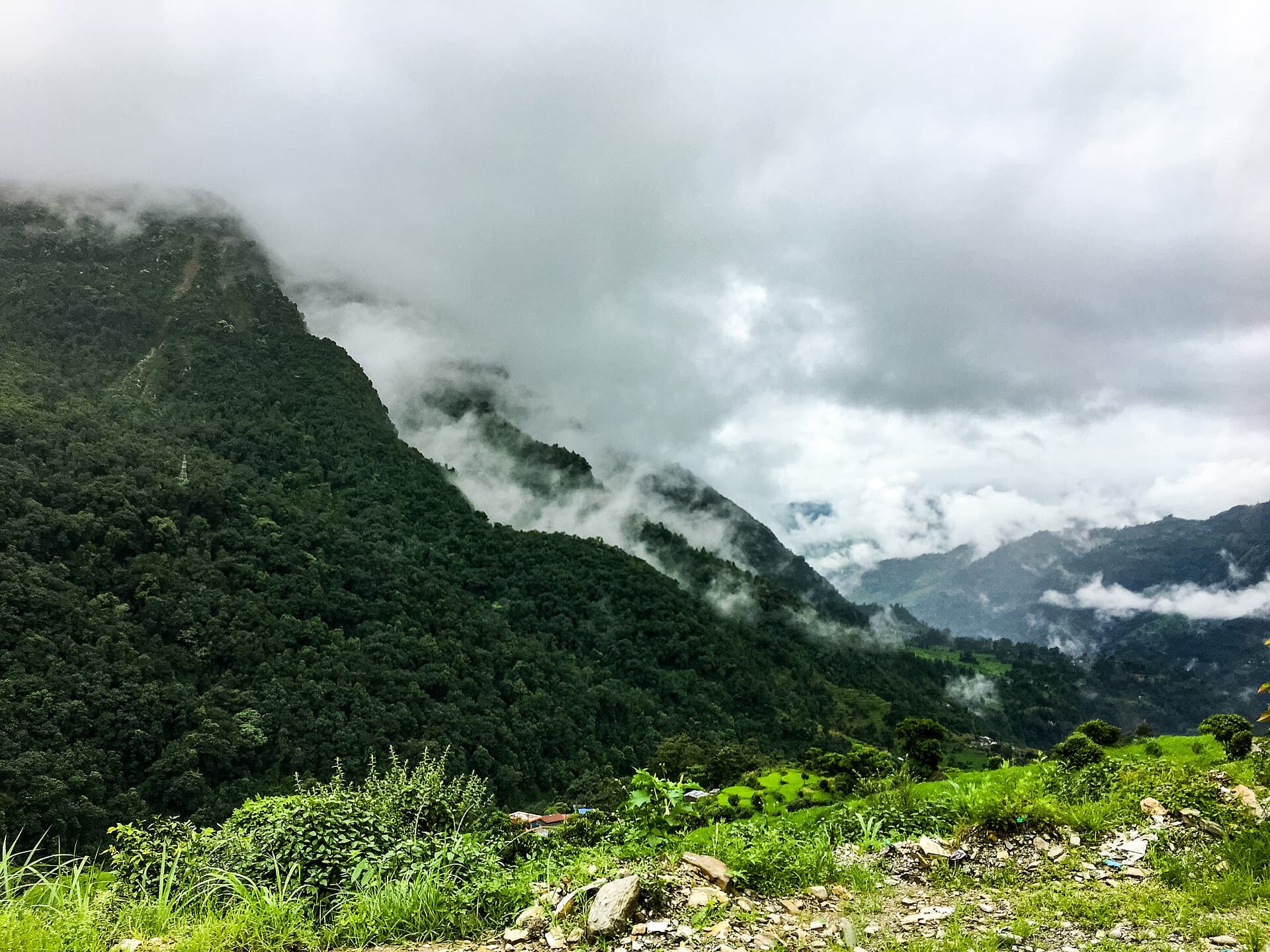 Ghandruk, a Gurung village on the Annapurna Base Camp trail with mountain views over its stone rooftops