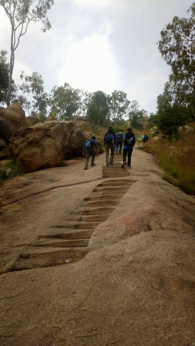 Trekkers on the rocky trail at Anthargange