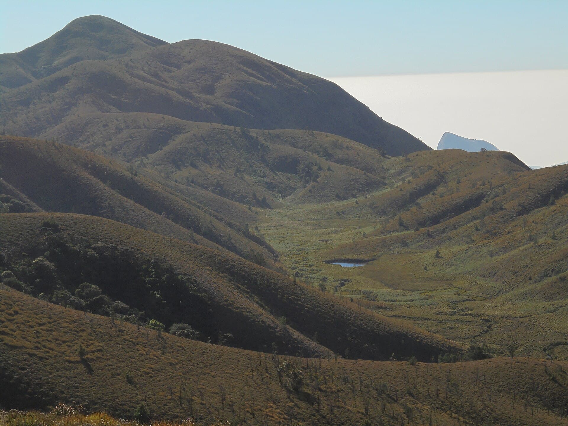 Rolling grassland ridge of Meesapulimala under an open sky