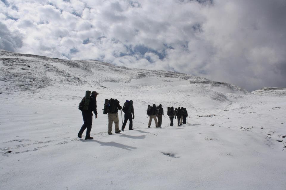 Trail across Bedni Bugyal meadow on the way to Roopkund