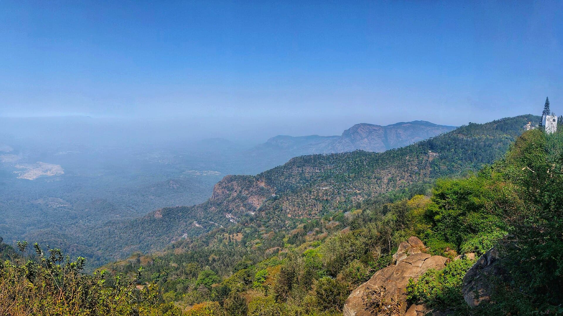 Rolling green hills and forest cover in the Shevaroy Hills near Yercaud
